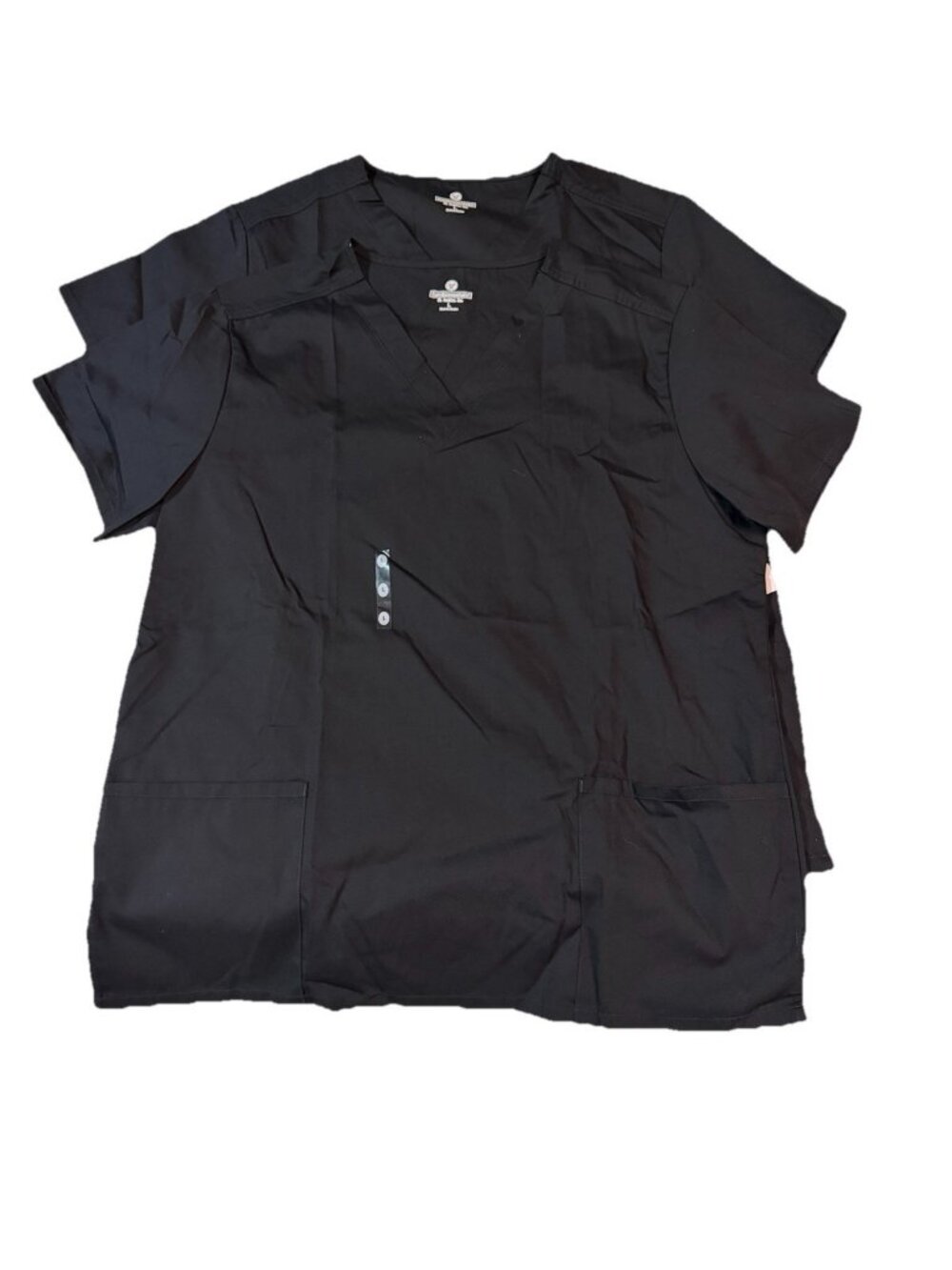 Lot Bundle of 2: White Swan V-neck Short Sleeve Women’s Scrub Tops -Large- Black